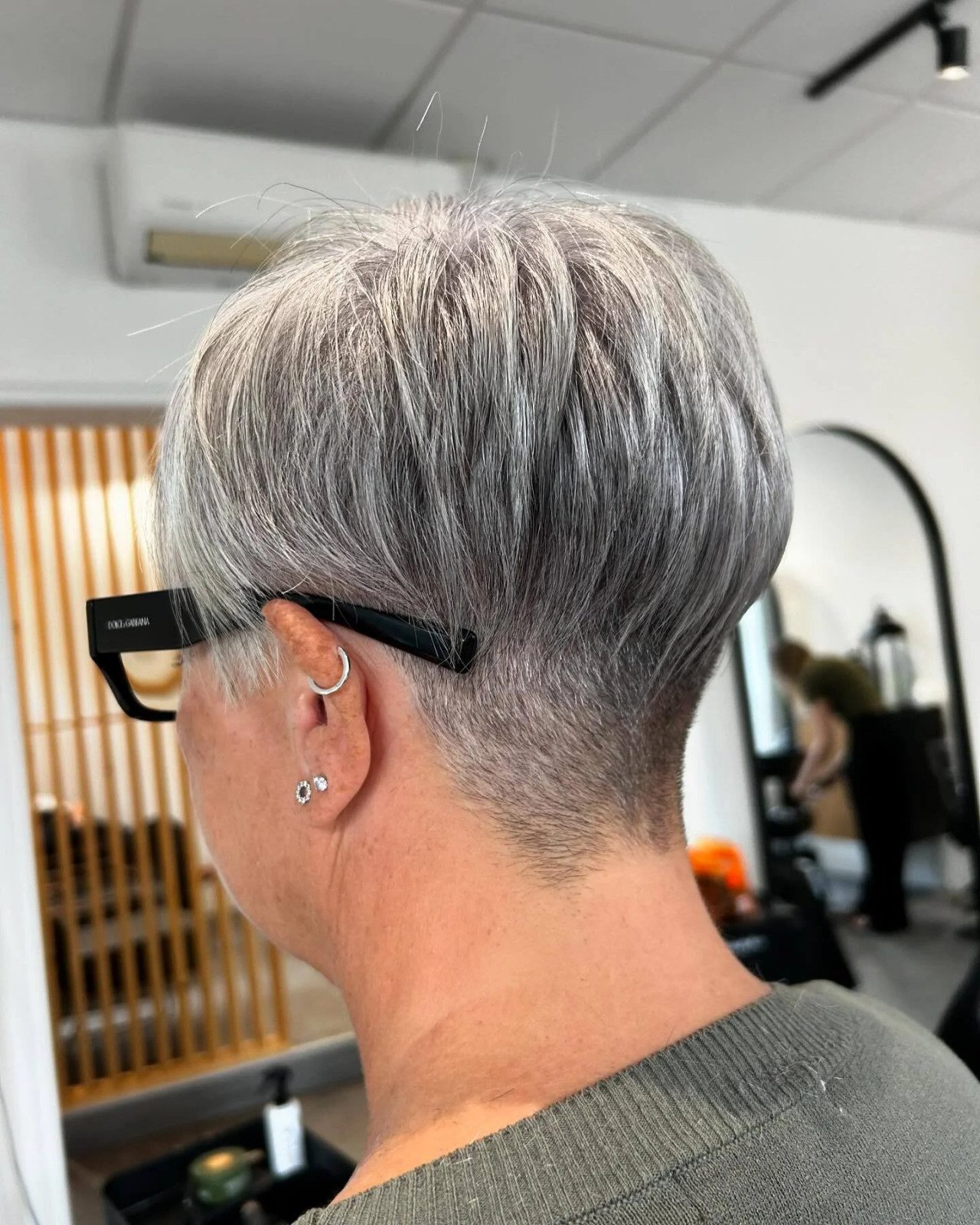Slicked Back Pixie With Undercut Slicked Back Pixie With Undercut — Gray Blending Pixie 2027