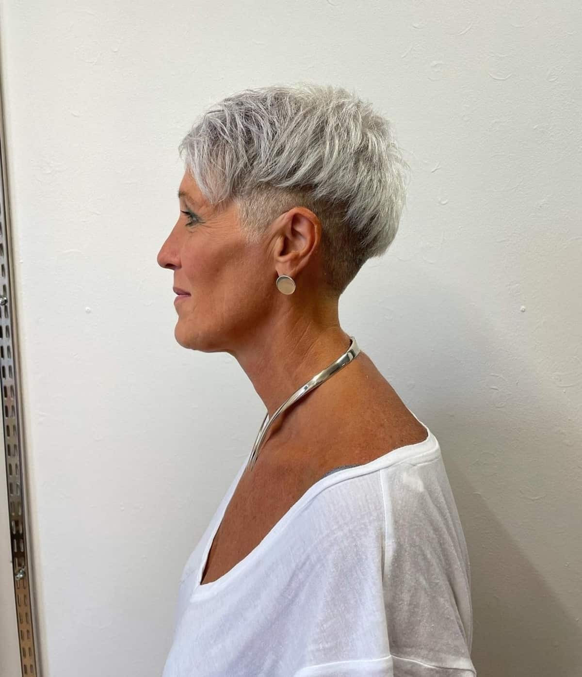 Modern Gray Pixie With Textured Top Modern Gray Pixie With Textured Top — Gray Blending Pixie 2027