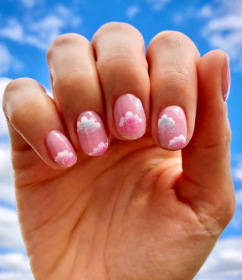 Long Coffin Light Blue Cloud French Tips Long Coffin Light Blue Cloud French Tips — Pink Cloud Nails 2027