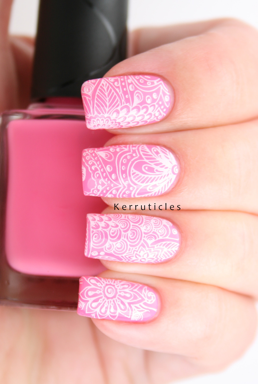 Bright Pink All-Over Stamping Bright Pink All-Over Stamping — White Stamping Nails 2027