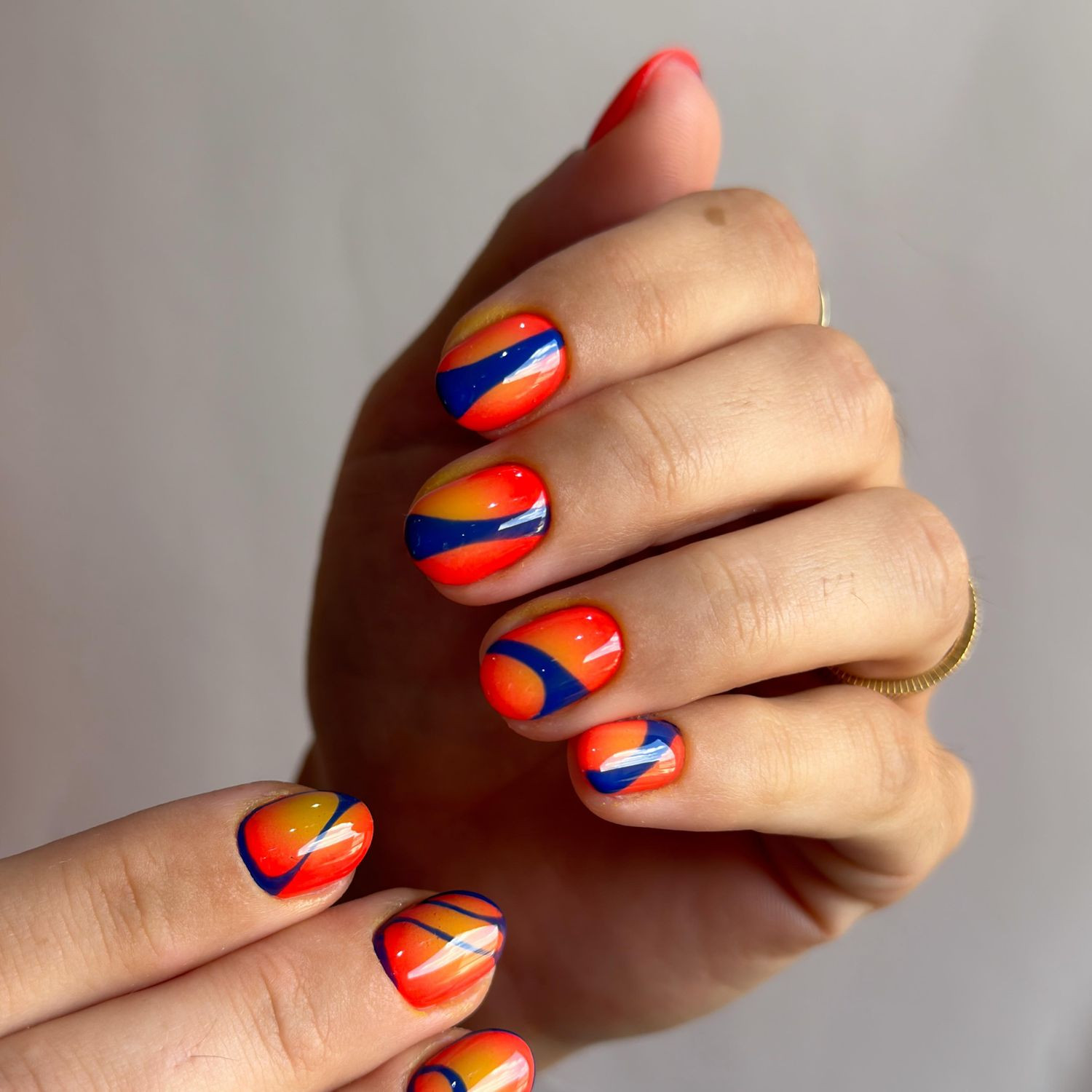 Bold Orange and Blue Stripe Nails Bold Orange and Blue Stripe Nails — Rainbow Rave Nails 2027