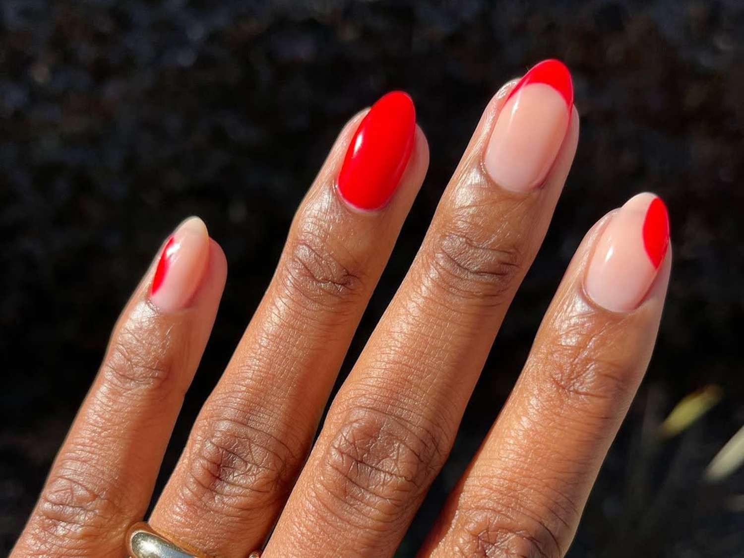 Red French Tip Oval Nails Red French Tip Oval Nails — Red Nails 2027 for Medium Skin