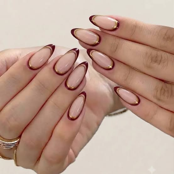 Visual Idea — Short Gold French Tip Nails 2027