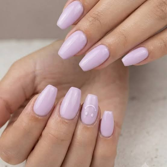 Light Purple Medium Coffin White Smileys Light Purple Medium Coffin White Smileys — Smiley Face Coffin Nails 2027